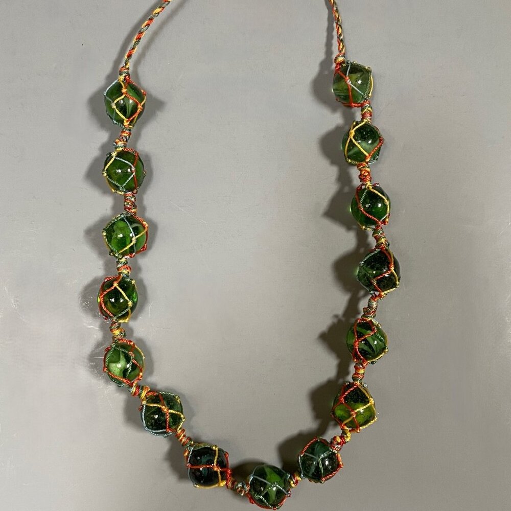 Cat's Eye Marble Macrame Necklace